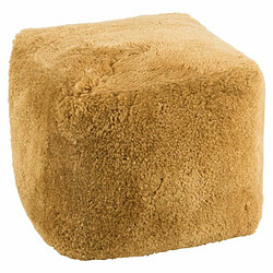 Paris Prix Pouf Carré Déco Peau de Mouton 45cm Ocre