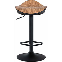 Decoshop26 Lot de 2 tabourets de bar forme ergonomique en PVC couleur bois et pieds en métal noir 10_0004015