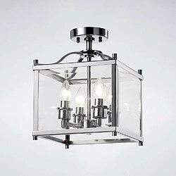 Luminaire Center Semi Plafonnier Aston 4 Ampoules chrome poli/verre