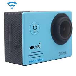 Wewoo Caméra sport UHD 4K WiFi 16.0MP avec boîtier étanche, Generalplus 4247, écran LCD 2,0 pouces, objectif grand angle 120 degrés, accessoires simples (bleu) 