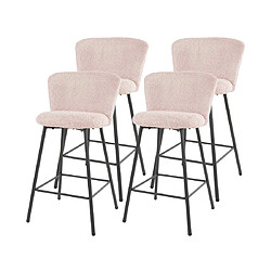 Avis Lisa Design Tenor - lot de quatre tabourets de bar - en tissu bouclette rose