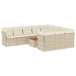 vidaXL Salon de jardin 11 pcs avec coussins beige résine tressée