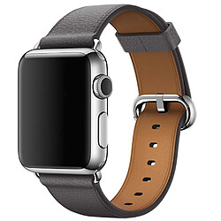 Wewoo Bracelet en cuir avec bouton de montre classique pour Apple Watch séries 3 et 2 & 1 42 mm Gris 