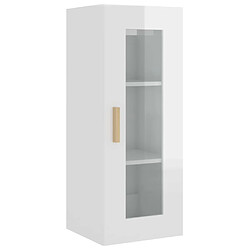 Maison Chic Armoire murale suspendue,Meuble de Rangement pour salon,cuisine Blanc brillant 34,5x34x90 cm -MN56302