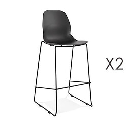 Mes Lot de 2 chaises de bar 52x51,5x111 cm noires pieds noirs - LAYNA 