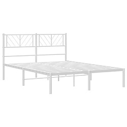 Acheter Maison Chic Lit adulte 160x200cm- Cadre de lit métal avec tête de lit pour chambre blanc -MN48630