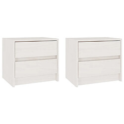 vidaXL Tables de chevet 2 pcs Blanc 40x30,5x35,5 cm Bois de pin solide