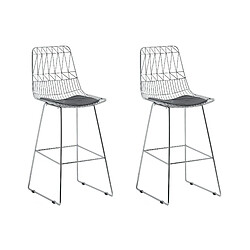 Beliani Tabouret de bar Set de 2 Métal Argenté PRESTON 