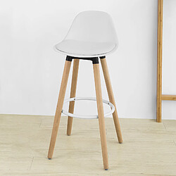 SoBuy FST70-W Tabouret de Bar avec Repose-Pieds et Dossier en Hêtre Blanc