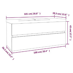 vidaXL Meuble lavabo avec bassin intégré Chêne fumé Bois d'ingénierie pas cher