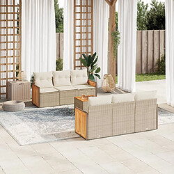 vidaXL Salon de jardin avec coussins 7 pcs beige résine tressée 