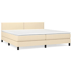 Maison Chic Structures de lit + matelas,Lit à sommier tapissier avec matelas Crème 200x200 cm Tissu -MN23614