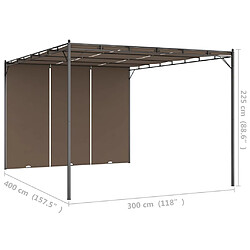 vidaXL Belvédère de jardin avec rideau latéral 4x3x2,25 m Taupe pas cher