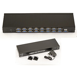 Kalea-Informatique Splitter VGA 16 Ports /// Bande PASSANTE 350MHz /// Duplique par 16 Une Source VGA - Rackable - avec Alimentation 