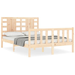 Maison Chic Cadre/structure de lit avec tête de lit pour adulte - Lit Moderne Chambre 120x200 cm bois massif -MN56434