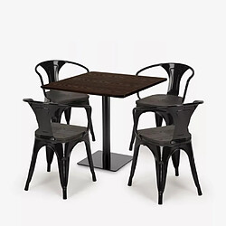 Avis Ahd Amazing Home Design ensemble 1 table horeca 90x90cm bar restaurant et 4 chaises style burke - Noir