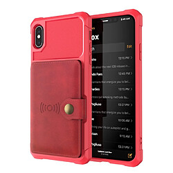 Etui en PU revêtu d'une feuille intégrée rouge pour votre Apple iPhone X/XS 5.8 inch