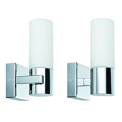 GEMINI-Lot de 2 Appliques de salle de bain Verre & Métal H16,5cm Chrome Paulmann 