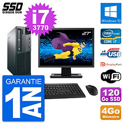 PC Lenovo M82 SFF Ecran 27" Intel Core i7-3770 RAM 4Go SSD 120Go Windows 10 Wifi - Occasion