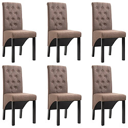 vidaXL Chaises à manger lot de 6 marron tissu