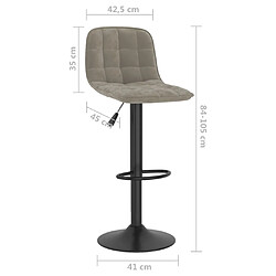 vidaXL Tabourets de bar lot de 2 gris clair velours pas cher