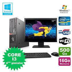 Lot PC Fujitsu E720 E85+ I3-4130 3.4GHz 16Go 500Go Graveur WIFI W7 + Ecran 17" · Occasion 