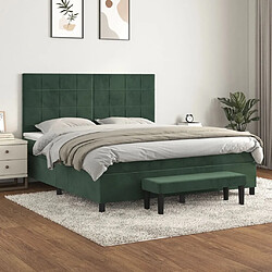 vidaXL Sommier à lattes de lit et matelas Vert foncé 180x200cm Velours