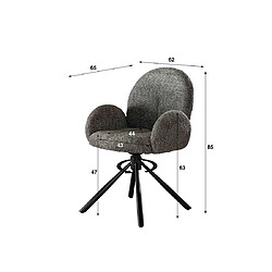 Lisa Design Narla - lot de deux fauteuils rotatifs - en tissu bouclette gris pas cher