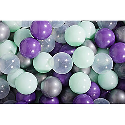 MeowBaby Jeu de Balles en Plastique, 200 Balles: Violet/Menthe/Argent/Transparent 