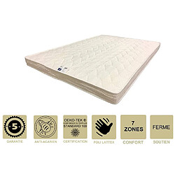 Provence Literie Matelas Ferme avec Latex Naturel Pour Canapé Lit 130x190 x 10 cm - 7 zones de Confort - Ame Poli Lattex HD Haute Résilience - Hypoallergénique 