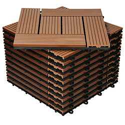 ECD Germany WPC Carreaux de Terrasse 30x30 cm - 22 Pièces par 2m² - avec Aspect Mosaïque - Marron Clair - Dalles avec Système de Drainage - pour Patio Jardin Piscine - Carreaux de Sol Extérieur