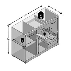 Acheter Mes Buffet 3 portes et 2 tiroirs 120 cm XL chêne et anthracite - MIDDO