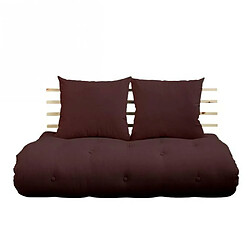 Inside 75 Canapé lit futon SHIN SANO brown et pin massif couchage 140*200 cm.