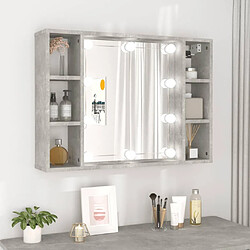 vidaXL Armoire à miroir avec LED Gris béton 76x15x55 cm