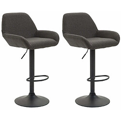 Decoshop26 Lot de 2 tabourets de bar moderne et confortable en tissu gris foncé pieds trompette en métal noir TDB10227