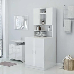 Maison Chic Meuble rangement de salle de bain | Meuble pour machine à laver | Armoire murale de bain Blanc brillant 71x71,5x91,5 cm -GKD59515