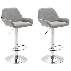 Decoshop26 Lot de 2 tabourets de bar repose-pieds en forme d'arc en métal chromé assise en tissu gris 10_0004041 