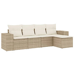 vidaXL Salon de jardin avec coussins 5 pcs beige résine tressée