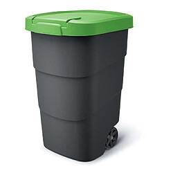 Poubelle avec roues et couvercle Keden Wheeler 110L universelle en plastique (vert)