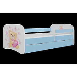 Lit Babydreams, nounours bleu, papillons avec un tiroir matelas 180/80