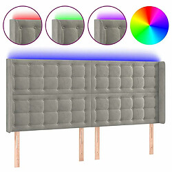 Maison Chic Tête de lit scandinave à LED,meuble de chambre Gris clair 163x16x118/128 cm Velours -MN99853