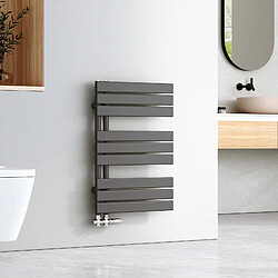 EMKE Radiateur Panneau, Sèche-serviette eau Chaude, Porte-Serviettes Pour Le Chauffage de la Salle de Bain, Chauffe Serviettes à Température Constante, 76x50cm, 416W, Anthracite