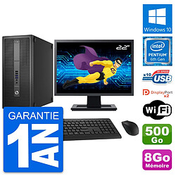 PC Tour HP 800 G2 Ecran 22" Intel G4400 RAM 8Go Disque Dur 500Go Windows 10 Wifi - Occasion