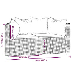 vidaXL Canapés d'angle de jardin et coussins 2 pcs gris résine tressée pas cher