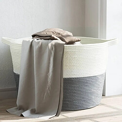 vidaXL Panier à linge gris et blanc Ø60x36 cm coton 