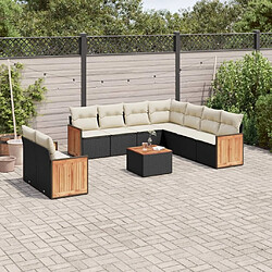 Maison Chic Salon de jardin 10 pcs avec coussins, Ensemble Tables et chaises d'extérieur noir résine tressée -GKD632591