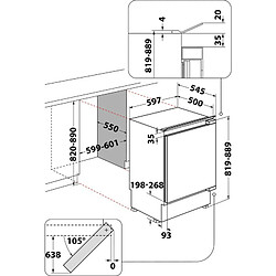 Acheter Réfrigérateur 1 porte intégrable à pantographe 144l blanc - ARZ0051 - WHIRLPOOL