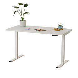 ELEVA Bureau assis debout effet bois blanc 120x70x3cm 