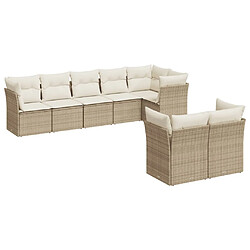 Maison Chic Salon de jardin avec coussins 8 pcs | Ensemble de Table et chaises | Mobilier d'Extérieur beige résine tressée -GKD36232