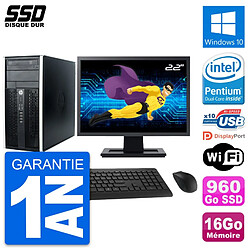 PC Tour HP Pro 6300 CMT Ecran 22" Intel G630 RAM 16Go SSD 960Go Windows 10 Wifi - Occasion